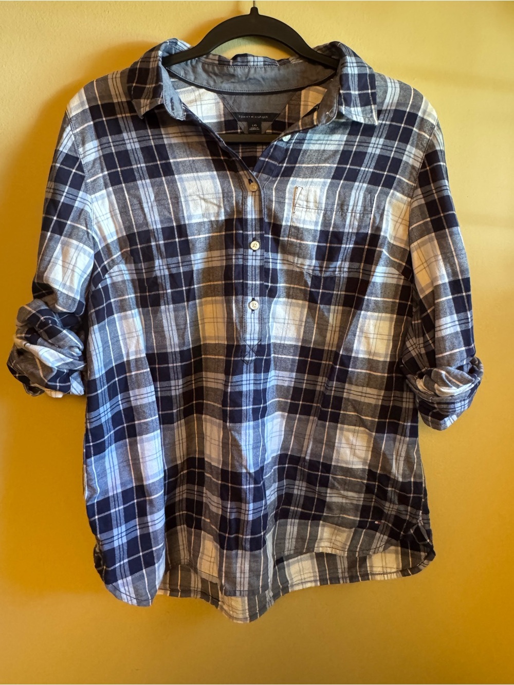 Classic Blue Plaid Button-Front Shirt